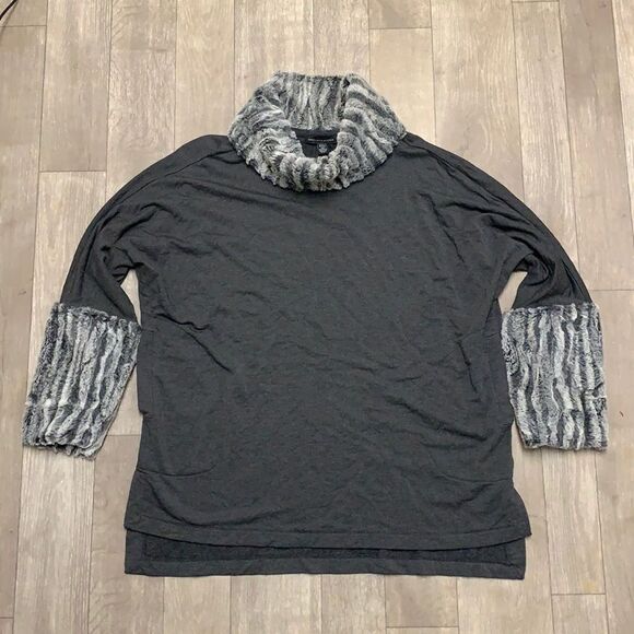 Womens Saks Fifth Ave Faux‎ Fut Turtleneck Sweater - Picture 1 of 9